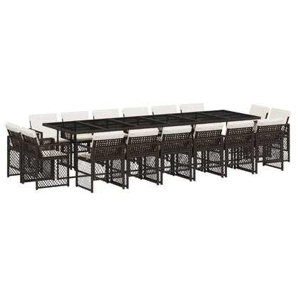 17-delige Tuinset met kussens poly rattan bruin