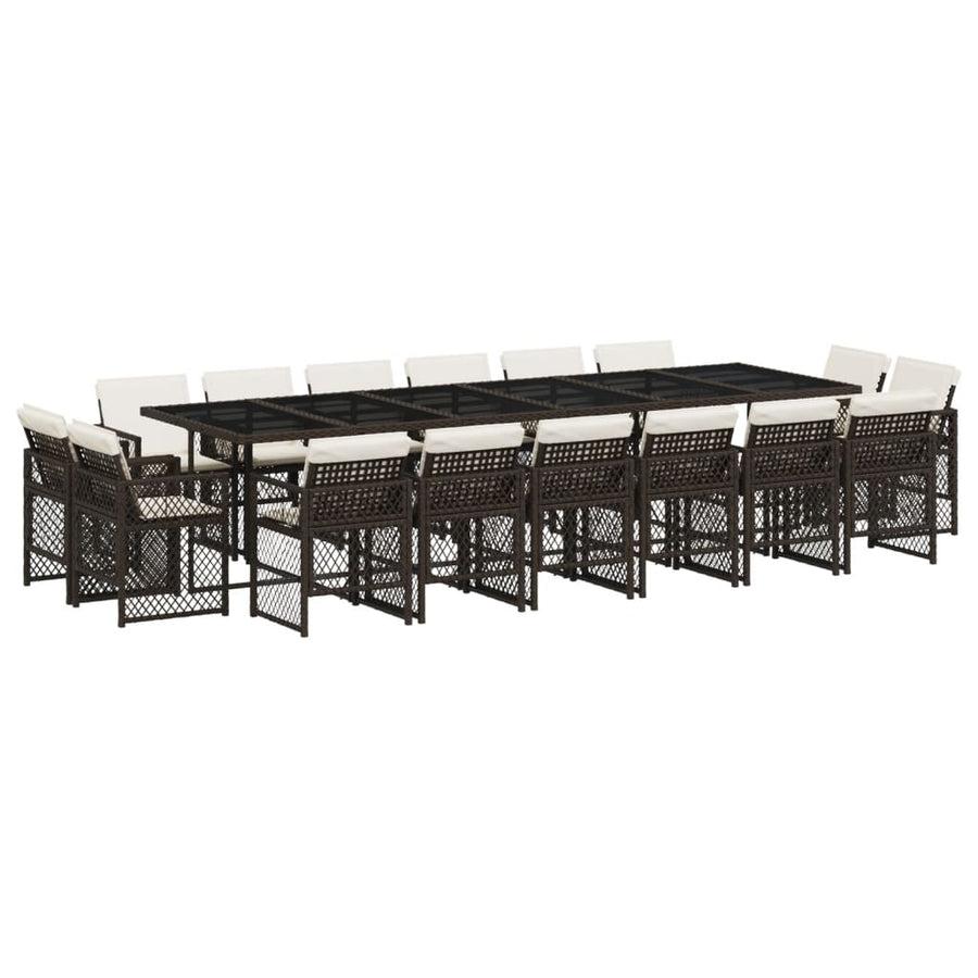 17-delige Tuinset met kussens poly rattan bruin