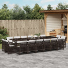 17-Piece Garden Furniture Set with Cushions Poly Rattan Brown