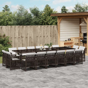 17-Piece Garden Furniture Set with Cushions Poly Rattan Brown