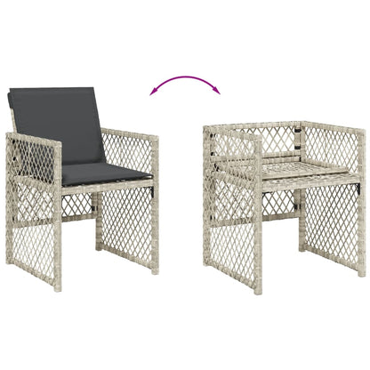 17-delige Tuinset met kussens poly rattan lichtgrijs