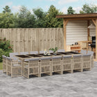 17-piece Garden Dining Set with Cushions Poly Rattan Mixed Beige