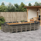 17-piece Garden Set with Cushions Poly Rattan Grey