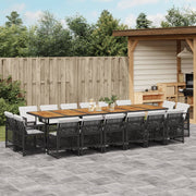 17-piece Garden Set with Cushions Poly Rattan Black