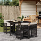 Tuinset 5-delig poly rattan zwart met kussens