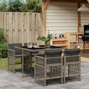 Tuinset 5-delig poly rattan grijs met kussens