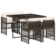 5-delige Tuinset met kussens poly rattan bruin