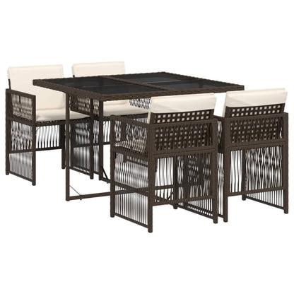 5-delige Tuinset met kussens poly rattan bruin