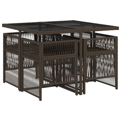 5-delige Tuinset met kussens poly rattan bruin