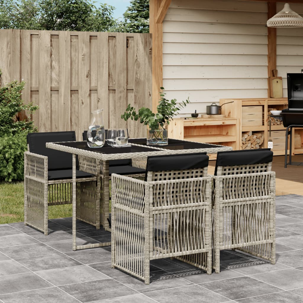 -Delige Tuinset Met Kussens Poly Rattan 5
