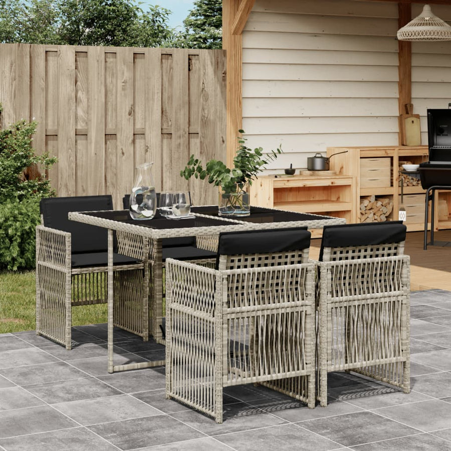 -Delige Tuinset Met Kussens Poly Rattan 5