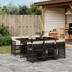 Tuinset 7-delig poly rattan zwart met kussens