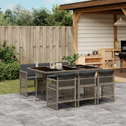 Tuinset 7-delig poly rattan grijs met kussens