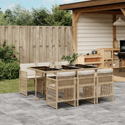 7-Piece Poly Rattan Garden Furniture Set with Cushions - Beige