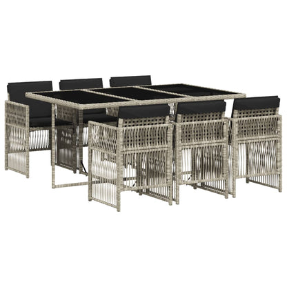 -Delige Tuinset Met Kussens Poly Rattan Grijs 7