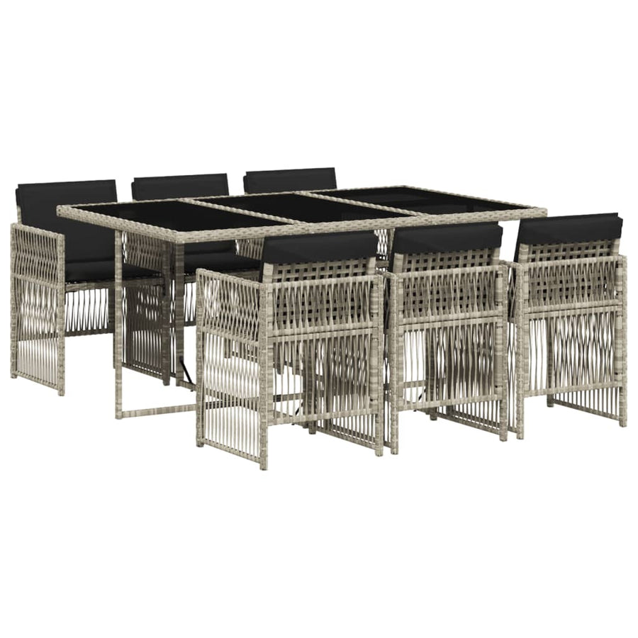 -Delige Tuinset Met Kussens Poly Rattan Grijs 7