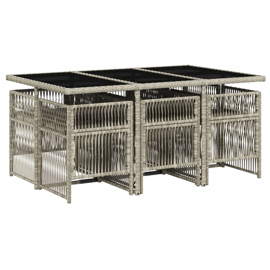 -Delige Tuinset Met Kussens Poly Rattan Grijs 7
