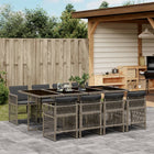 Tuinset 9-delig poly rattan grijs met kussens