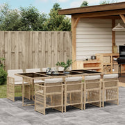 9-Piece Garden Dining Set with Cushions, Poly Rattan, Beige