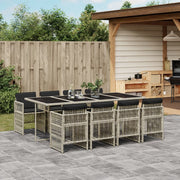 9-Piece Garden Dining Set with Cushions Poly Rattan Light Grey