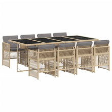 9-delige Tuinset met kussens poly rattan gemengd beige