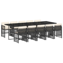 11-delige Tuinset met kussens poly rattan zwart