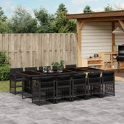 Tuinset poly rattan 11-delig zwart met kussens