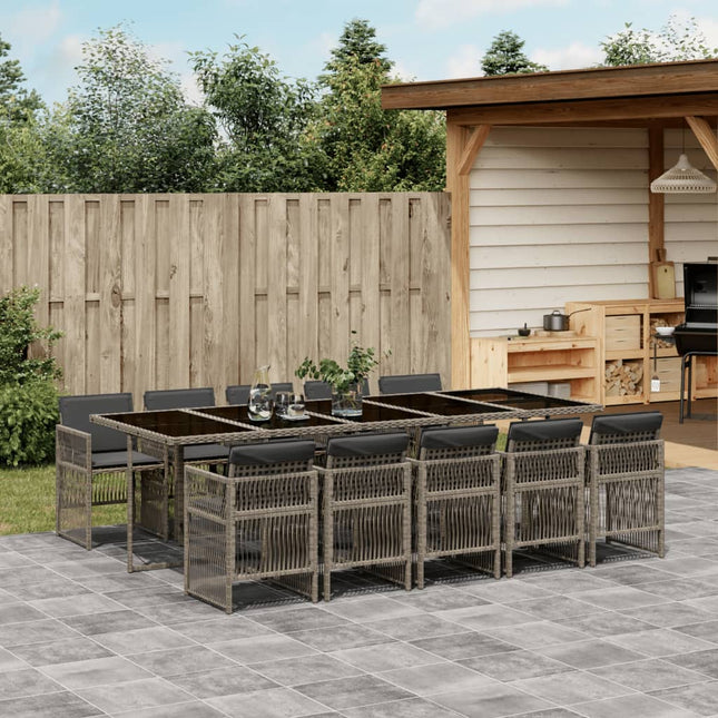 11-delige Tuinset met kussens poly rattan gemengd beige