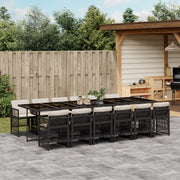 13-Piece Poly Rattan Garden Set with Cushions Black