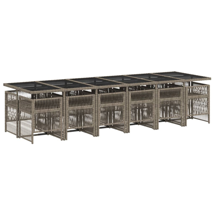 13-delige Tuinset met kussens poly rattan grijs