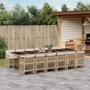 13-piece Garden Furniture Set with Cushions poly rattan beige