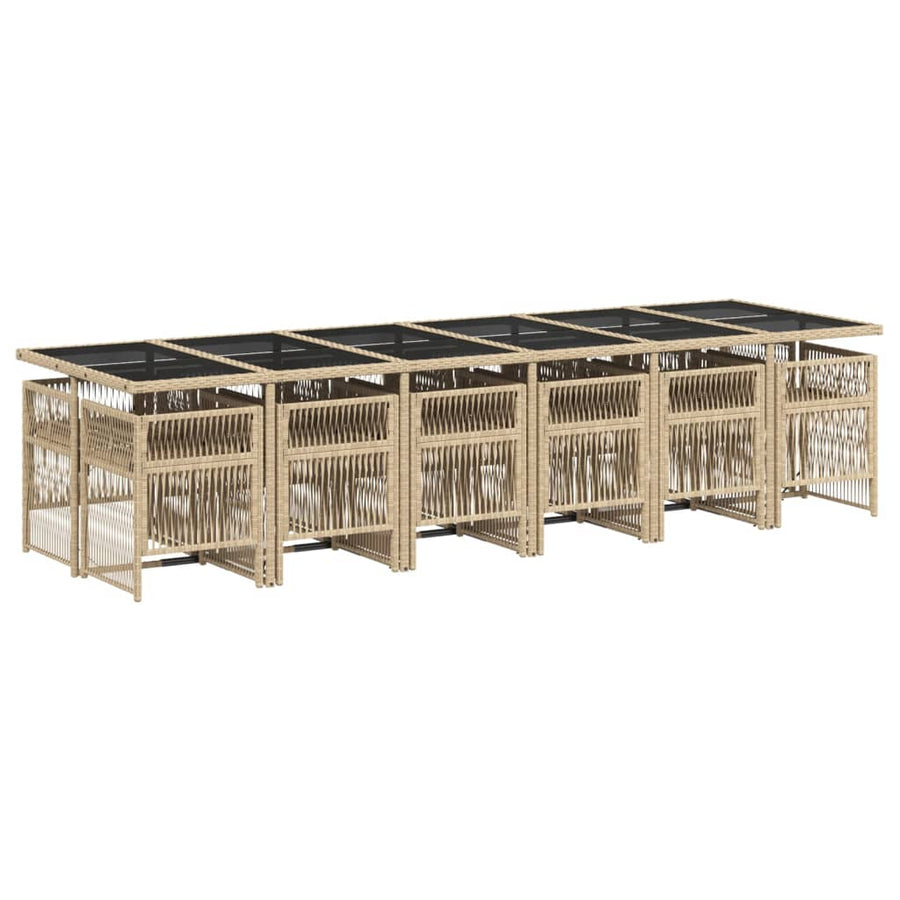 13-delige Tuinset met kussens poly rattan gemengd beige