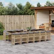 13-piece Garden Lounge Set with cushions poly rattan mixed beige