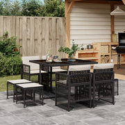 Tuinset poly rattan 9-delig zwart
