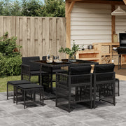 Tuinset 9-delig poly rattan zwart