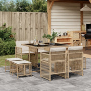 Tuinset 9-delig poly rattan beige met kussens