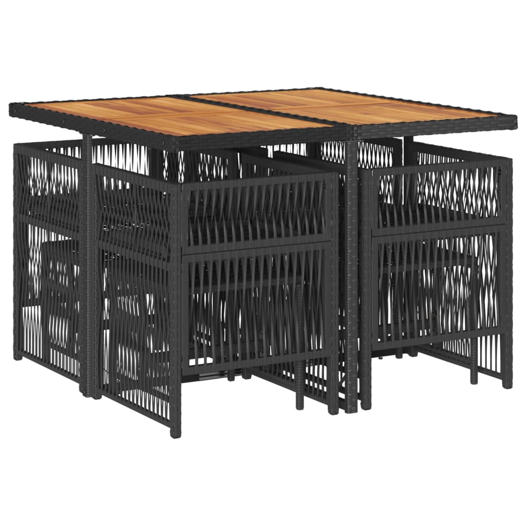 9-delige Tuinset poly rattan zwart