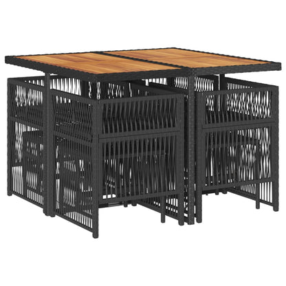 9-delige Tuinset poly rattan zwart