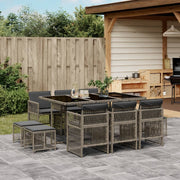 Tuinset 11-delig poly rattan grijs