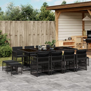 13-Piece Poly Rattan Garden Set with Cushions Black