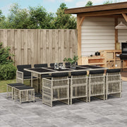 13-Piece Poly Rattan Garden Furniture Set with Cushions Light Grey