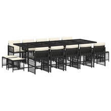 15-delige Tuinset met kussens poly rattan zwart