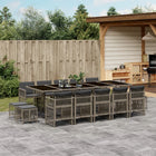 Tuinset 15-delig poly rattan grijs