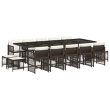 15-delige Tuinset met kussens poly rattan bruin