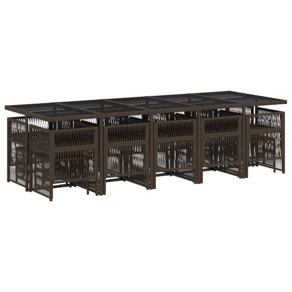 15-delige Tuinset met kussens poly rattan bruin