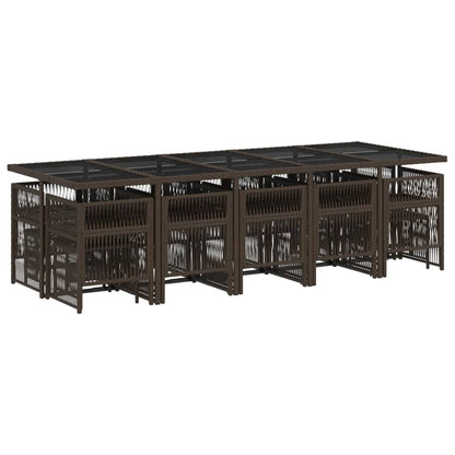 15-delige Tuinset met kussens poly rattan bruin