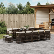 15-piece Garden Furniture Set with Cushions Poly Rattan Brown