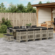 15-piece Garden Lounge Set with Cushions Poly Rattan Light Grey