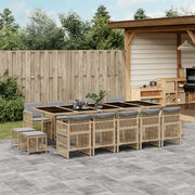 15-Piece Garden Furniture Set with Cushions Poly Rattan Mixed Beige