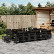 Tuinset 17-delig poly rattan zwart met kussens